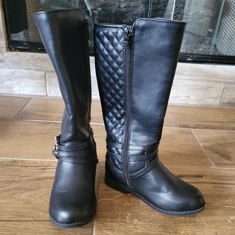 Michael Kors Girls Black Quilted Knee-High Boots